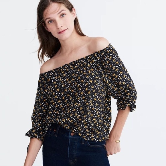 Madewell 100% silk off the shoulder blouse size XS EUC - Picture 1 of 8